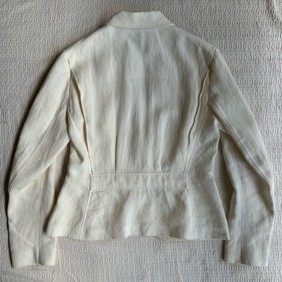 Vintage 90s Ralph Lauren Blue Label 100% White Linen Made in Italy Blazer Jacket - Picture 4 of 16